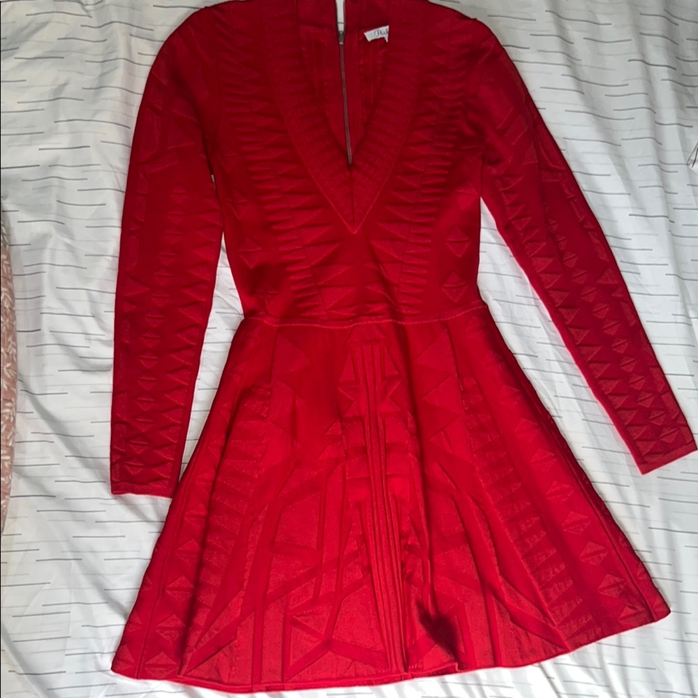 Elegant Red Long-Sleeve Dress